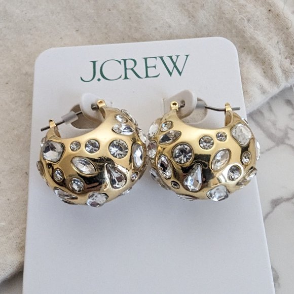 J. Crew Jewelry - J.Crew Crystal-studded Huggie Hoop Earrings